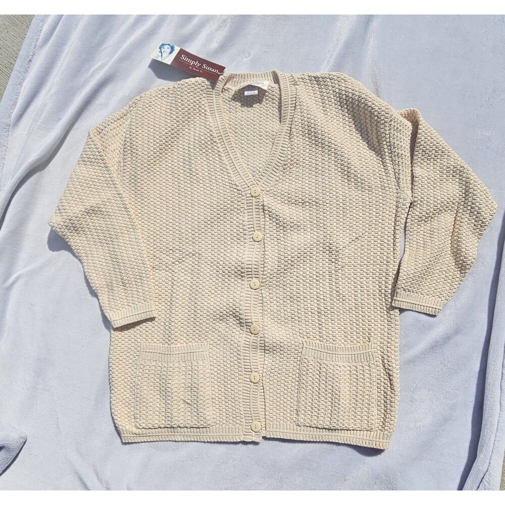 Susan Graver Beige Knit Cardigan